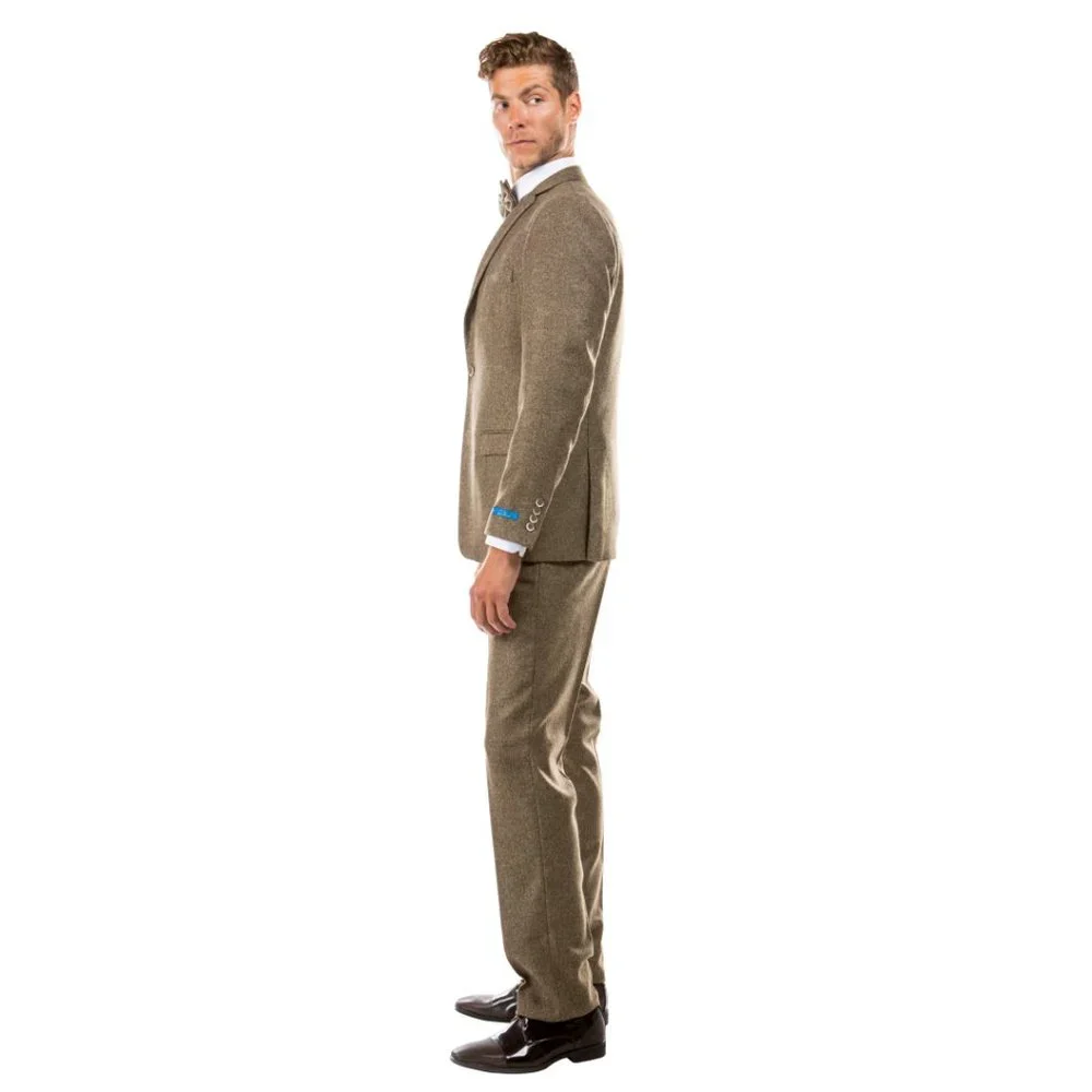 Hybrid Fit Classic Tweed Tan Mens Suit by Sean Alexander - Picture 7 of 7